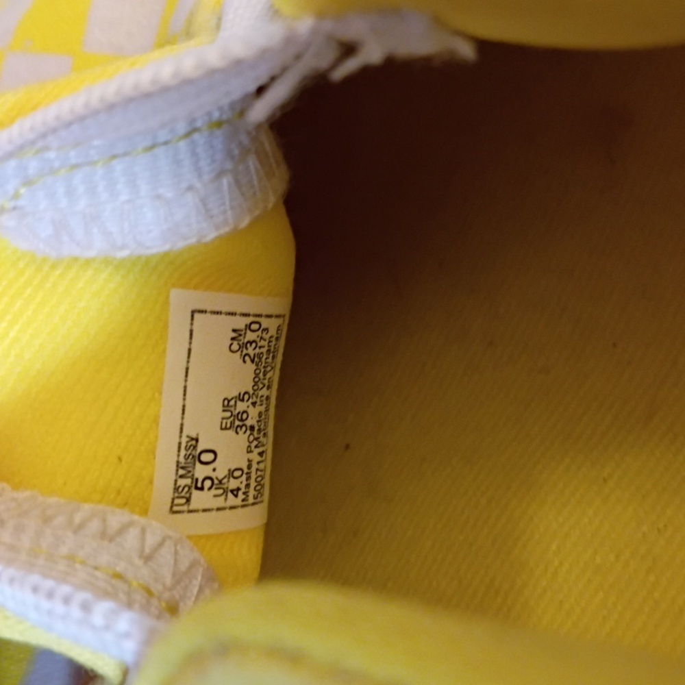 VANS Brighten  Yellow Checkered Slip-On Shoes Women's 5.0 - Picture 6 of 8